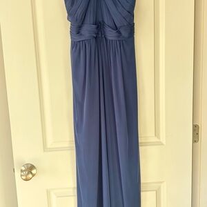 David's Bridal Navy Blue Pleated Gown, New with Tags, perfect for prom!  Size 6